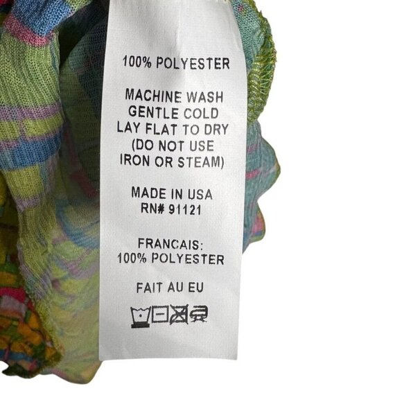 Snoskins Multicolor Mosaic Print Roll Tab Sleeve Womens Top Size S - Picture 5 of 6